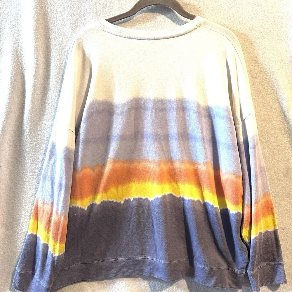 Athleta Tie-Dye Crewneck Sweatshirt in White, Blue, Yellow, Orange - Picture 9 of 9